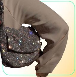 Women039s Designer Rhinestones Crystal Mesh Armpit Bag evening Purse Soft Belt Handle Clutch Bag Party Prom Wedding shoulder ba8686459