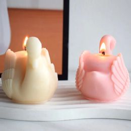 3D White Swan Silicone Candle Mould DIY Animal Bird Soap Resin Plaster Making Chocolate Cake Baking Supplies Wedding Decoration