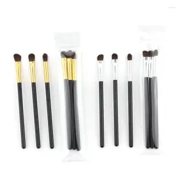 Makeup Brushes 3 Pcs Set Natural Horse Hair Eye Beauty Kit Shadow Crease Smudge Highlight Blending Eyeshadow Tools