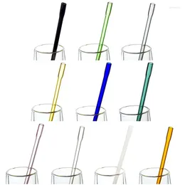 Drinking Straws Reusable Glass High Borosilicate Straw For Smoothie Milkshakes Tea Juice Cocktail Colorful Bar Accesso