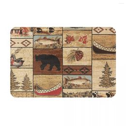 Carpets Wooden House Boat Animal Doormat Indoor Welcome Flannel Mat Entrance Outside Patio Anti-Slip Mats Durable & Washable 16x24 In