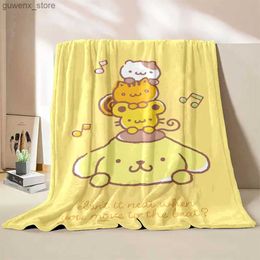 Filtar Swaddling 17 Style King Size Japanese Kawaii Pompom Purin Cartoon Filt mjuk fluffig mjuk säng kastar Baby Girl Children Plush Filt Y240411