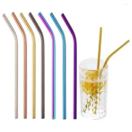 Drinking Straws 50PCS Reusable Metal Stainless Steel Bent For Drink Home Bar Accessories 215mm