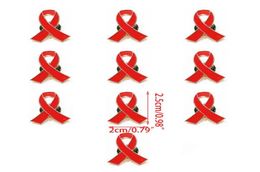 10pcs/lot HIV Jewellery Enamel red Ribbon Brooch Pins Surng Breast Cancer Awareness Hope Lapel Buttons Badges3593360