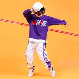 Kids Dance Costumes Hip Hop Korean Children's Clothing Girls Matching Shirts Practise Street Exercise Black Purple White Red