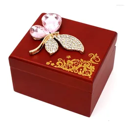 Decorative Figurines SOFTALK Yesterday Once More Red Mirror Solid Wood Music Box Birthday Christmas Valentine's Day Gift