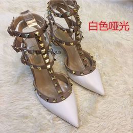 Rivet Pump Women Vvalen Designer Leather Pointed High Heel Heels Stud Thin Version Straps Shoes Sandals v Family JSCW