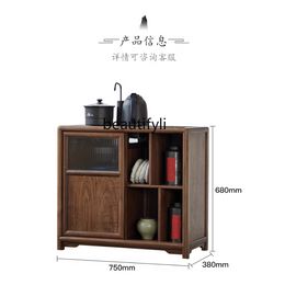 New Chinese Style Tea Cabinet Solid Wood Black Walnut Boiling Water Storage Furniture Old Elm Side Table Living Room Furniture