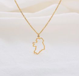 10PC Outline Republic of Ireland Map Necklace Continent Europe Country Dublin Pendant Chain Necklaces for Motherland Hometown Iris4102675