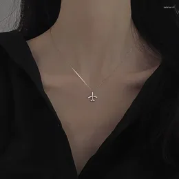 Chains GIOIO 925 Sterling Silver Small Aircraft Necklace For Women 2024 Style Collarbone Ins Personalised Cold Affor