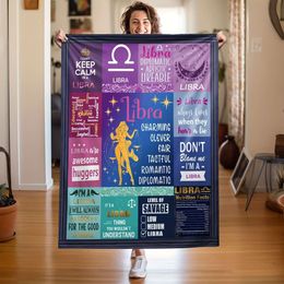 Soft Preppy-style Zodiac Knit Throw Blanket - Perfect All-season Gift for Astrology Lovers