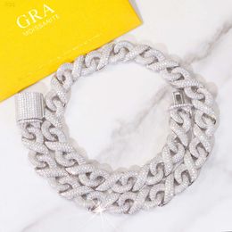 2024 Custom 13mm Miami Cuban Chain Necklace S925 Silver White/yellow/rose Gold Plated Wholesale Cuban Link Chain Moissanite Jewellery