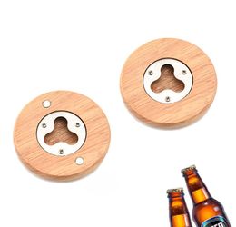 Wooden Round Shape Beer Bottle Opener Coaster Home Decoration 7112cm Stainless Steel Beer Bottle Opener RRA28565745832