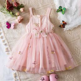 Girl's Dresses 2024 Baby Girl Clothes Fluffy Mesh Suspender Dresses Embroidery Flower Vintage Princess Dress Toddler Kids Birthday Party Dress