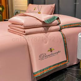 Bedding Sets Sale Washed Silk Summer Cool Quilt Solid Color Air Conditioner Live Broadcast Four Piece Thin Gift Set