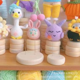 1Pcs Doll Display Rack Showcase Crochet Dolls Display Base Wooden Support Stand Holder