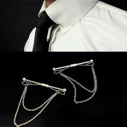 Tie Clips OBN Brand Gold Chain Ball Head Mens Tie Collar Pin Brooch Tie Stick Lapen Pin Shirt with Collar Bars Jewellery Y240411