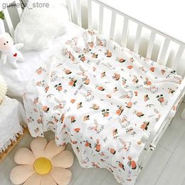 Blankets Swaddling Bamboo Cotton Baby Blankets for Newborn Swaddling Wrap Soft Thin Bedding Bath Towel 2 Layer Gauze Stroller Blankets Y240411