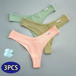 Women's Panties 3PCS High Quality Cotton Thongs Women Solid Color Sexy Underwear Comfort Soft Lingerie Female Sport Underpants Fast Send