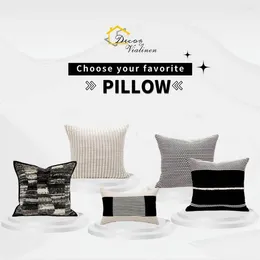 Pillow Square Cases Stripe Black Grey Modern Home Decor Sofa Living Room