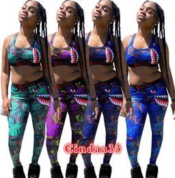 Women Tracksuits Two Piece Set Designer 2021 Printing Fashion Vest Pencli Pants Outfits Plus Size Ladies Casual Street Cycling Suits2058936