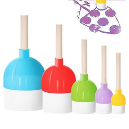 5pcs Wooden Handle Stamp Brush Children Painting Sponge DIY Stamp Brush Kids Montessori Art Drawing Toys Painting Supplies Gifts