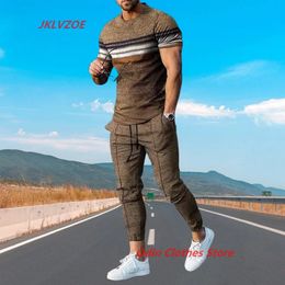 Arrival Summer Men Sets Trousers 2 Piece Print Fashion Long Sleeve T ShirtPants Tracksuit Street Clothes Casual Suit 240326