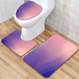 Bath Mats Colorful Print Mat Home Decoration Toilet Carpet Flannel Seat Cushion Anti-slip Foot Set U-Shaped Rug