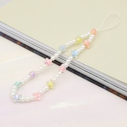 Women Jewelry Trendy Mobile Phone Chain Lovely Star Pearl Beads Chain Accessories Phone Lanyard Charm Strap Female Girls Gifts