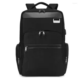 Backpack Polyester Briefcase Waterproof Softback Men's Large Capacity Business Travel Handbag Solid Color School Computer Bag