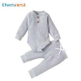 Trousers Spring Autumn Baby Clothes Girl Outfit Set Solid Newborn Baby Girl Clothes Cotton Long Sleeve Tops Pants Infant Clothing