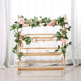 Decorative Flowers Simulation Rose Rattan Air-conditioning Duct Cover Living Room Ceiling Decoration Plastic Vine Winding Plant