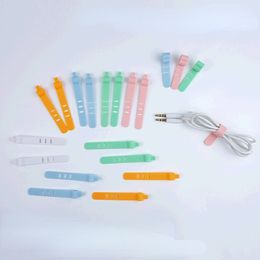 100Pcs Cable Management Headphone Wire Cord Fixer Charger Organiser Phone Cable Winder Wrap Earphone Clip Silicone Holder Tie