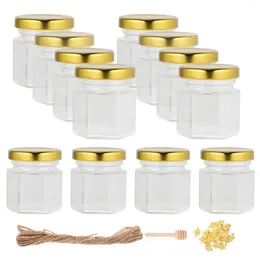 Storage Bottles 20 Pcs Glass Jar Honey Pot Small Jars Lids Mini Canning Sealed Aluminium Alloy Bottle Gold