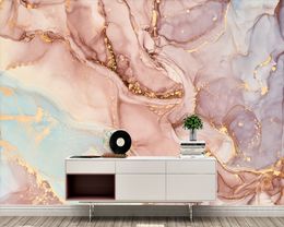 beibehang Custom papier peint Pink Light Luxury Marble Living Room TV Bedroom Decorative Painting Background Wallpaper