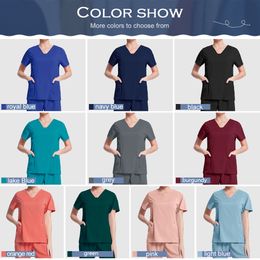 Surgery 2023 Uniform Solid Color Nursing Scrubs Tops Pants Uniforms Pet Clinic Nurse Suits Women 2023 Doctor Work Clothing