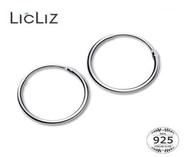 Hoop Huggie LicLiz 2021 925 Sterling Silver Simple Earrings For Women Round Circle White Gold Jewellery Loop Joyas De Plata LE04724295635
