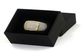 Mens Rings Hip Hop Jewellery Iced Out Diamond Ring Micro Pave CZ Yellow Gold Plated Ring Nice Gift for Friend2368579