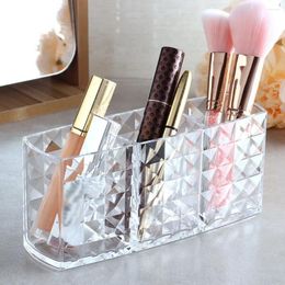 Storage Boxes 2024 Compartment Makeup Organizer Acrylic Brush Holder Cosmetic Lipstick Pencil Container Clear