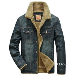 Men Denim Jackets Winter Coats Fleece Warm Jeans Jackets High Quality Male Casual Blue Denim Jackets Fashion Jeans Coats 5XL 240327