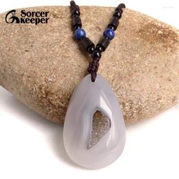 Pendant Necklaces Real Natural Stone Polished Agate Geode Quartz Crystal Cluster Treasure Bowl Specimen Necklace For Jewellery Making BC700