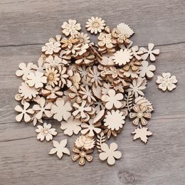 Wooden Flower and Leaf Craft Shapes for DIY Projects and Scrapbooking Embellishments