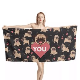 Animal Bulldog Corgi Pattern Beach Towels Microfibre Gifts Home Textile Face Hair Sport Spa Bath Wrap Towels for Women Kids Men