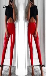 Autumn winter Women legging skinny PU red leather pencil Leggings slim faux Leather Pants Fitness Pencil Pants1050478