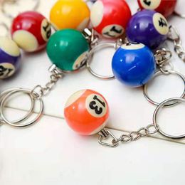 25mm Lucky Differet Colour Billiard Ball KeyChain Gifts Snooker Table No. 8 Black Ball Key Rings Snooker Cue Accessories