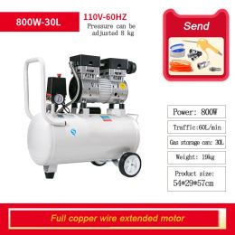 110V 800W Silent Oil-free Air Compressor 30L Portable Air Compressor Spray Painting High-pressure Air Pump Car Air Compressor