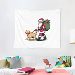 Tapestries Golden Retriever Dog Santa Claus Tapestry Room Decorating Aesthetic Bedroom Organization And Decoration