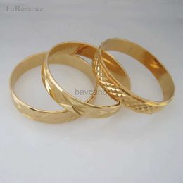 Bangle FOROMANCE/ YELLOW GOLD COLOR DIAMETER 1.6 2.56 BAND WIDTH 8MM FOUR STYLES BABY BOY GIRL ADULT CLOSED BANGLE BRACELET 240411