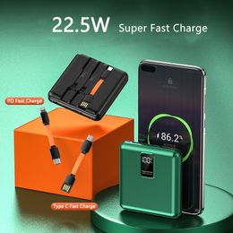 22.5W Fast Charging Power Bank 20000mAh Built in Cable Portable Charger External Battery Pack For iPhone 14 13 Xiaomi Powerbank