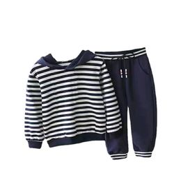 New Spring Autumn Baby Clothes Suit Children Boys Girls Striped Hoodies Pants 2Pcs/Sets Toddler Casual Costume Kids Sportswear